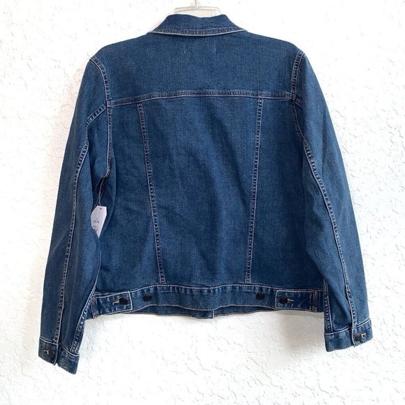 Time And Tru Denim Jean Jacket NEW Womens Large Stretch Buttons Pockets Boho - Picture 4 of 14